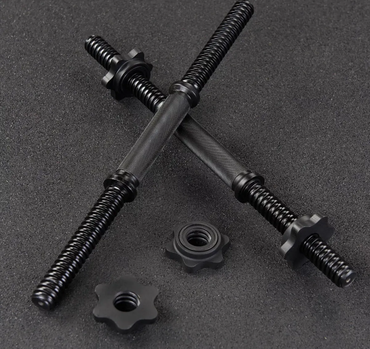 14” or 18” Dumbbell Bars Pair 1 Inch Black 4collar - Image 2