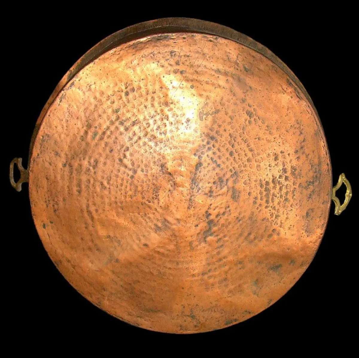 Large Vintage Copper Pan with Brass Handles - Image 3