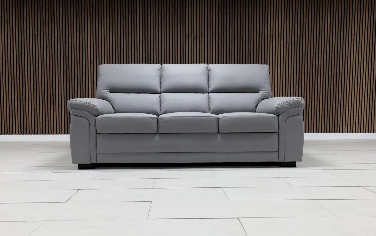 Gretal 3+2 Light Grey Leather Sofa Set - Image 2