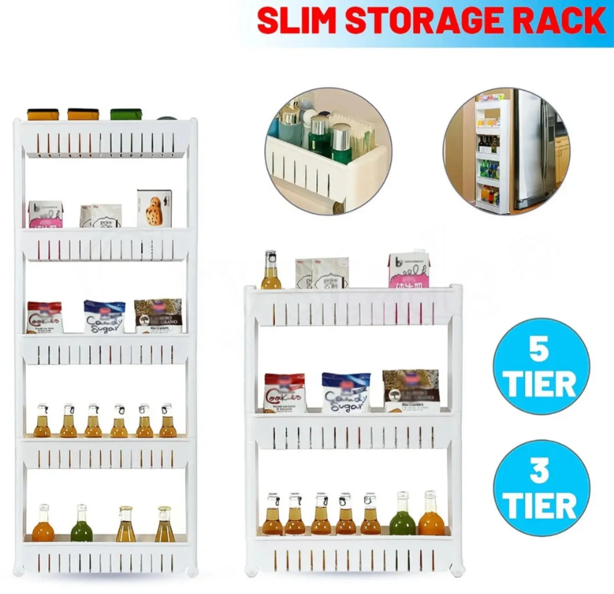 Slide Out Kitchen Trolley Rack 3/5 Tier NEW - Image 2
