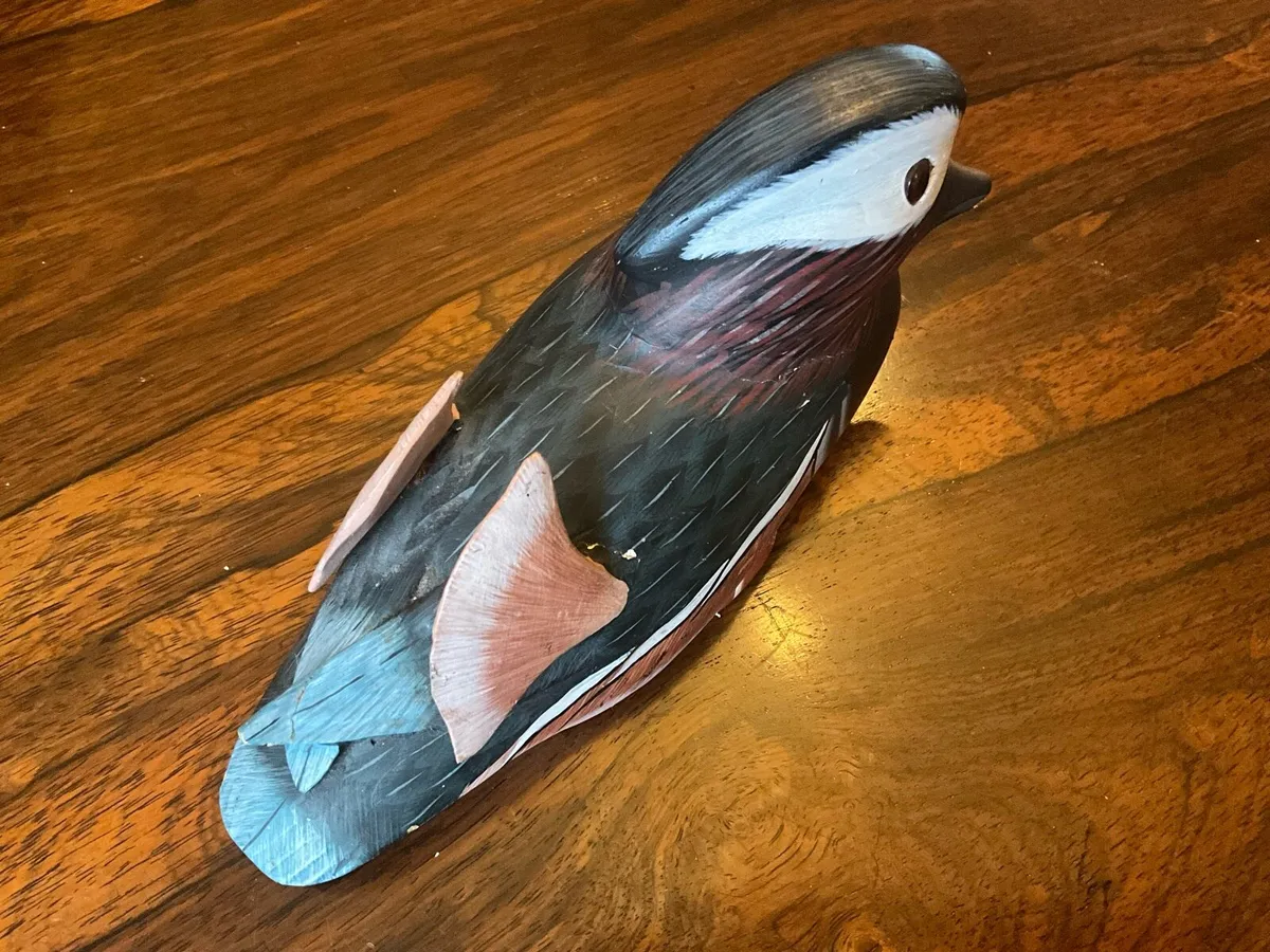 Wood Carved & Painted Mandarin Duck - Image 3