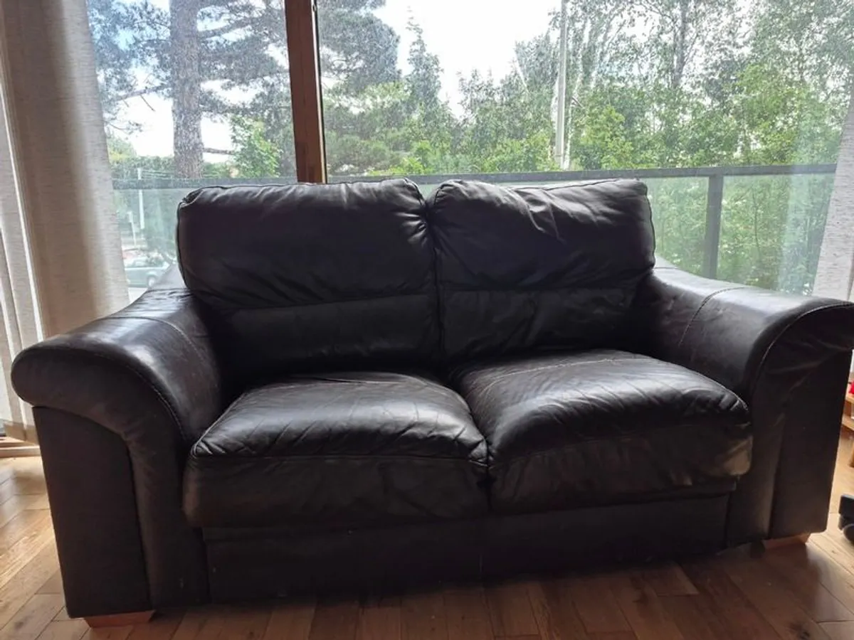 Free Brown Leather 2 Seater Sofa