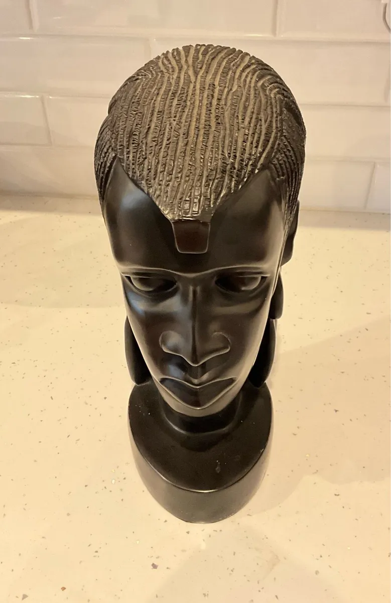 Large Heavy African Hardwood Bust - Image 3