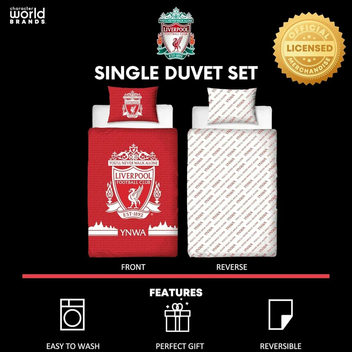 Liverpool FC World Official Single Duvet Cover Set - Image 3