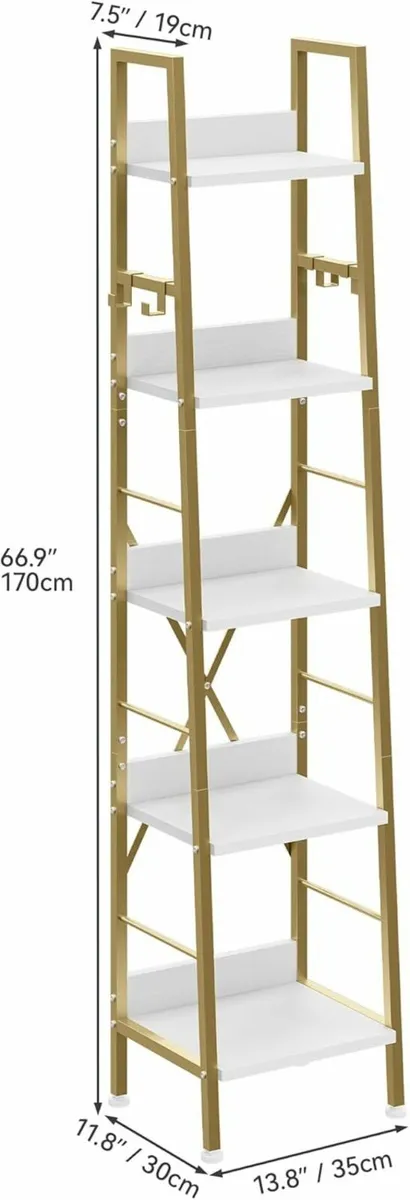 Bookcase 5 TiersnLadder Floorstanding BookShelf - Image 3