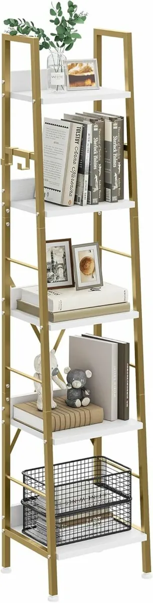 Bookcase 5 TiersnLadder Floorstanding BookShelf - Image 2