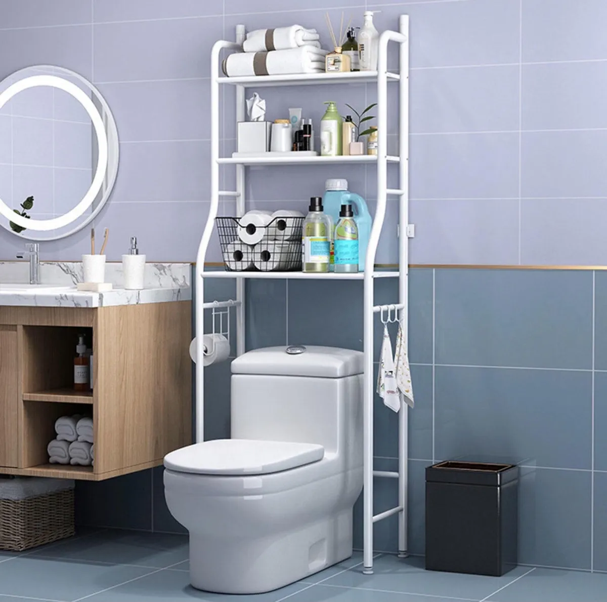 NEW 3 Tier Bathroom Shelf Over Toilet Storage Rack - Image 1