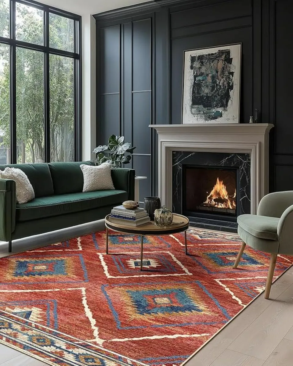 Vintage Large Rugs Living Room, 240x300 cm Red Rug - Image 1