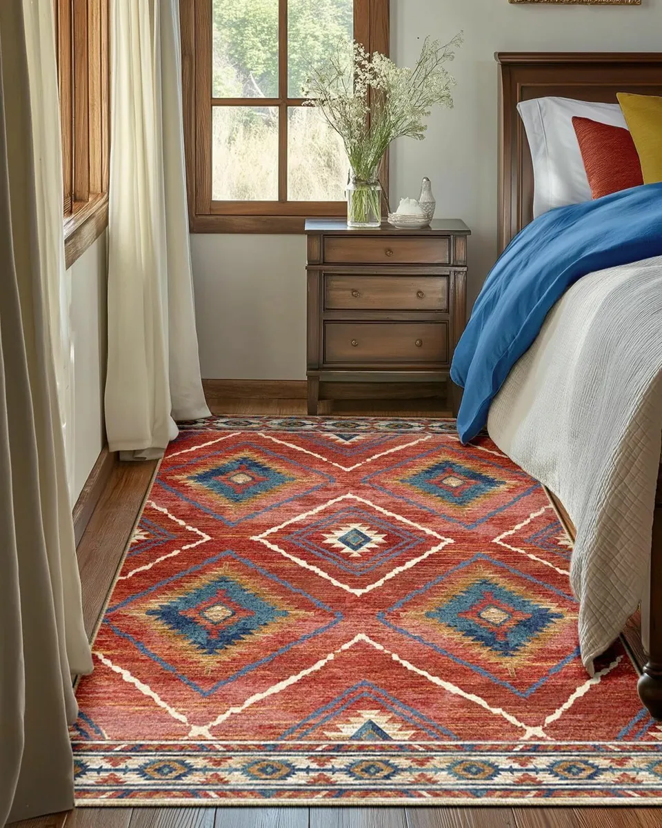 Vintage Large Rugs Living Room, 240x300 cm Red Rug - Image 4