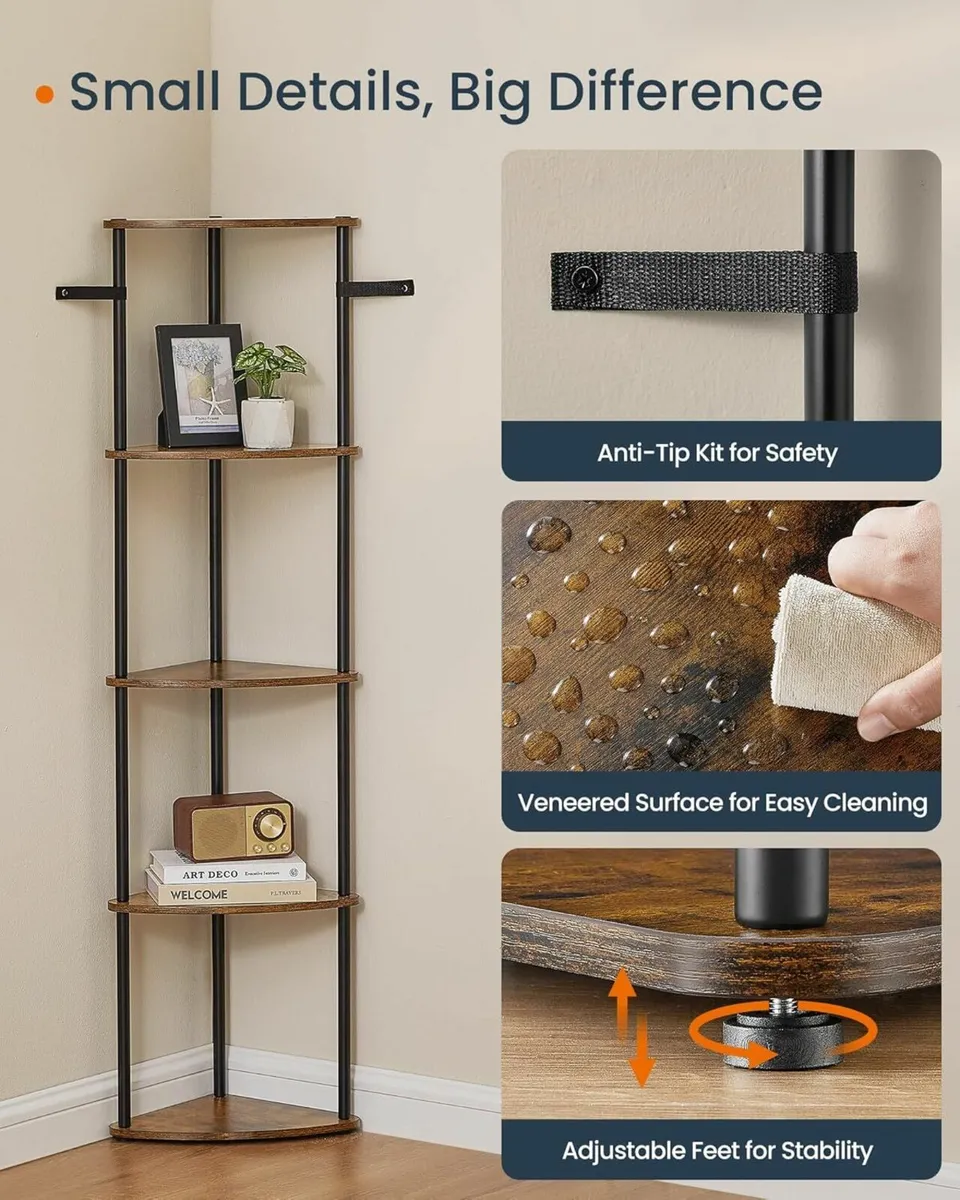 Superfast Toolless Assembly, 5-Tier Corner Shelf - Image 4