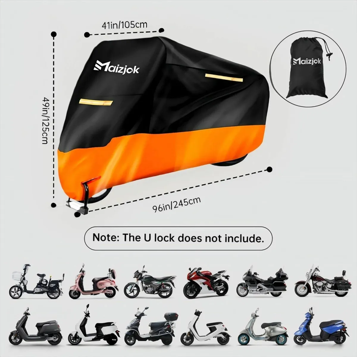 Motorbike Cover Waterproof 96.5x41.3x49.2 inch - Image 2