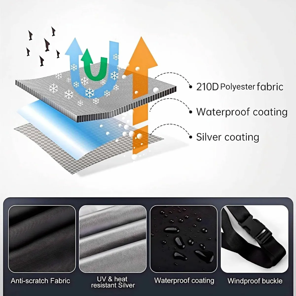 Motorbike Cover Waterproof 96.5x41.3x49.2 inch - Image 4