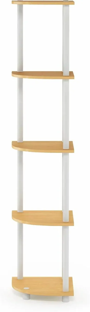 5 Tier Corner Display Rack Shelving Unit White - Image 2