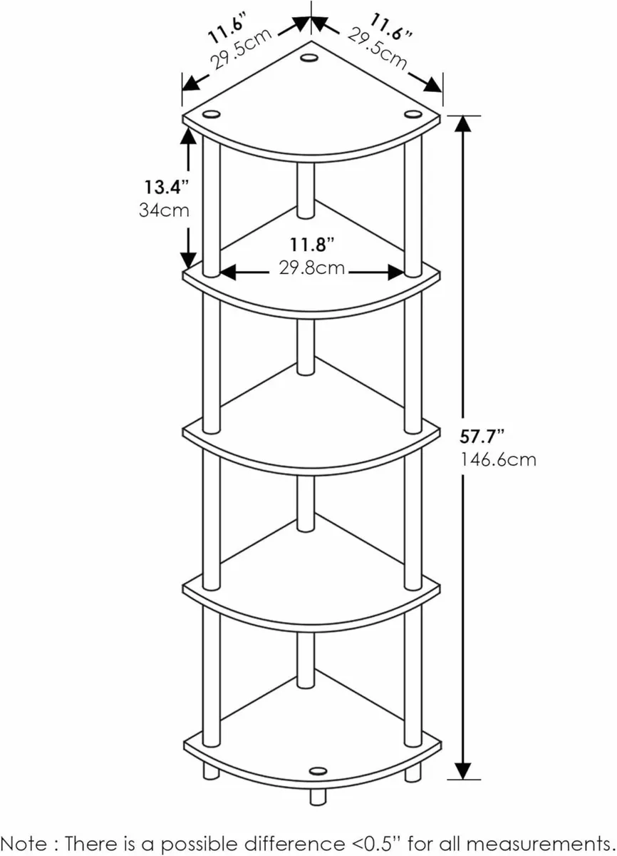 5 Tier Corner Display Rack Shelving Unit White - Image 3