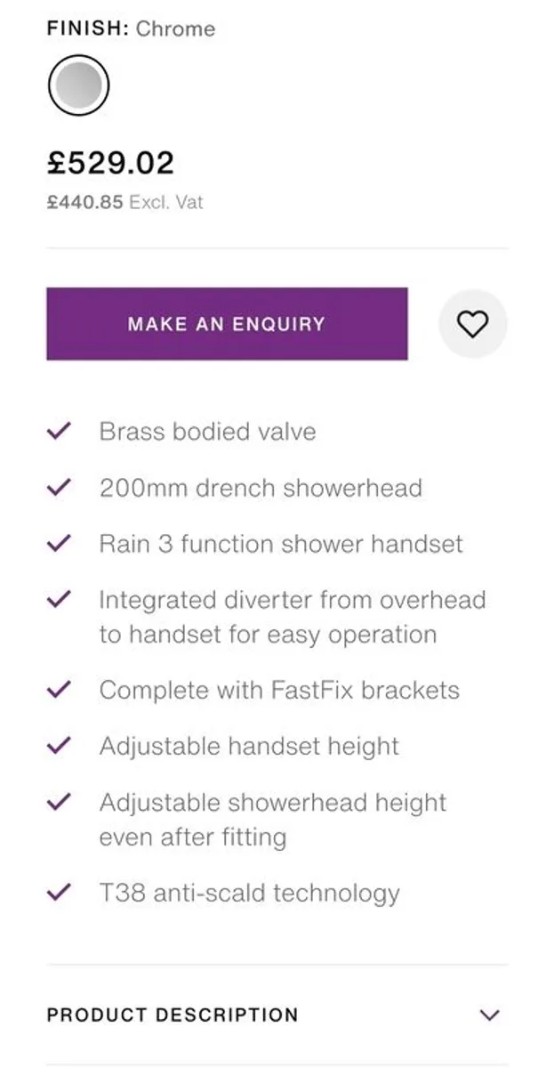 Aquella Aqua Luca Drench T-bar Exposed high pressure thermostatic shower with upgraded wide headShower - Image 2
