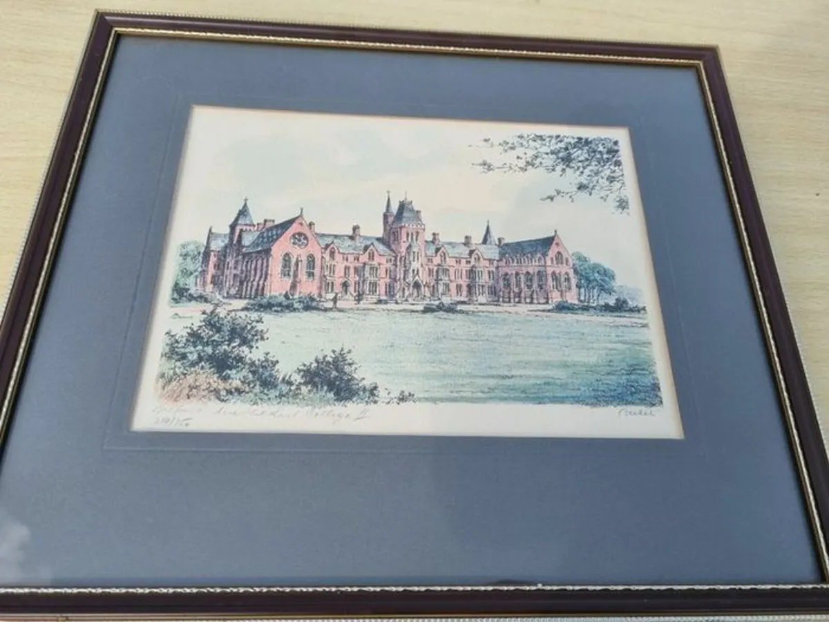 Vintage coloured etching - Belfast University Coll - Image 2