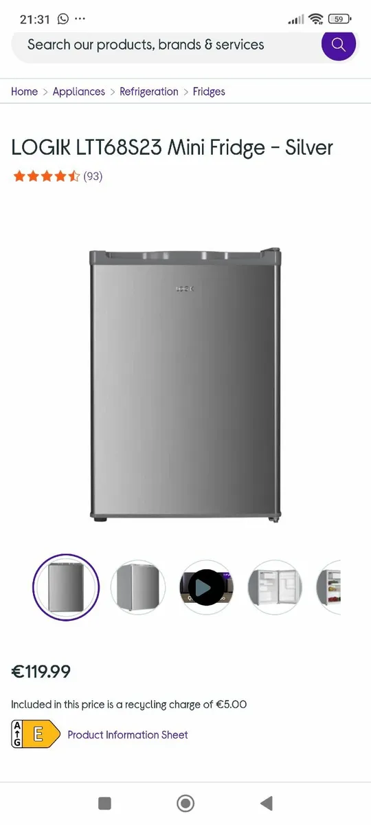 Logik mini fridge  with freezer - Image 2