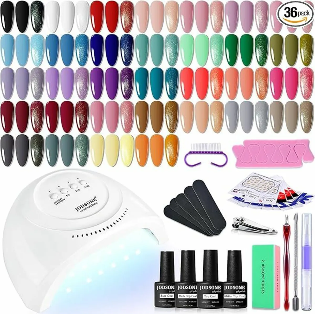 32 Colours Gel Nail Polish Kit with U V Light - Image 1