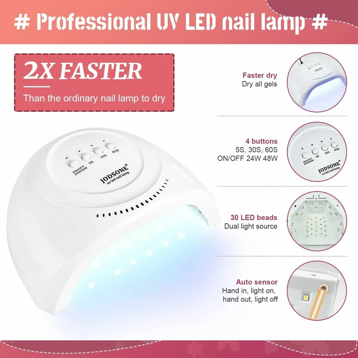 32 Colours Gel Nail Polish Kit with U V Light - Image 2