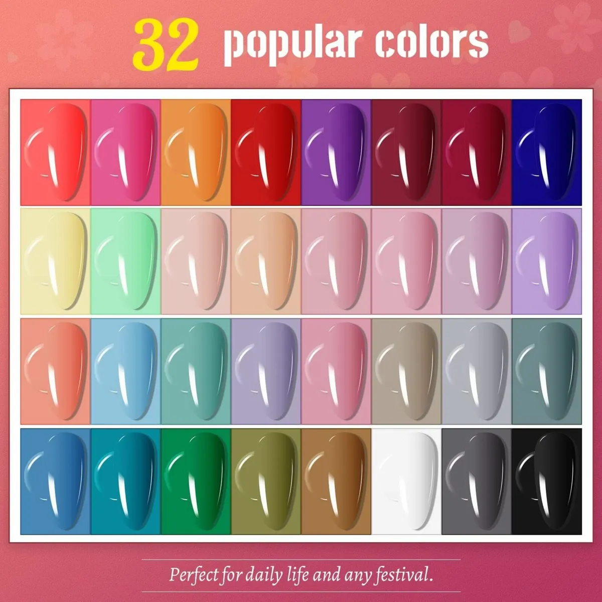 32 Colours Gel Nail Polish Kit with U V Light - Image 3