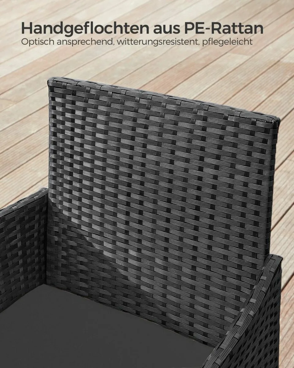 Garden Furniture Set, PE Polyrattan, Lounge Set, 4 - Image 2