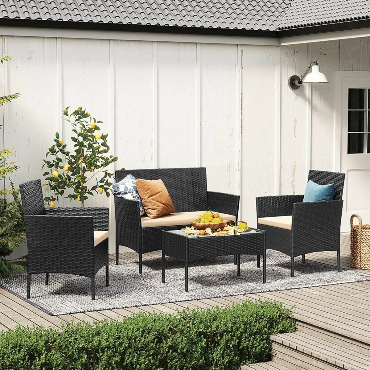 Garden Furniture Set, PE Polyrattan, Lounge Set, 4 - Image 3