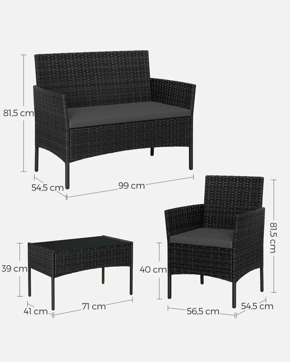 Garden Furniture Set, PE Polyrattan, Lounge Set, 4 - Image 4