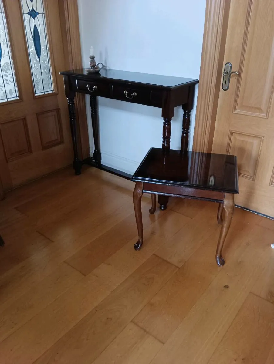 Lovely hall table and side table, solid mahogany - Image 1