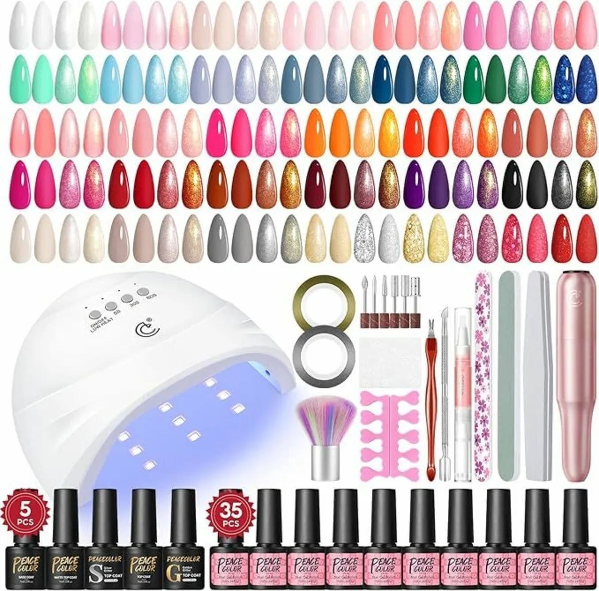 Gel Nail Kit with Lamp and Electric Nail 53 Pcs - Image 2