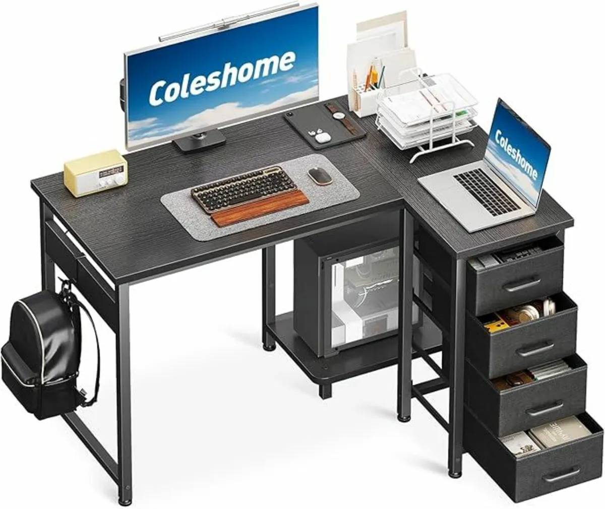 Computer Desk Drawers 100x70cm Corner Office Desk - Image 2