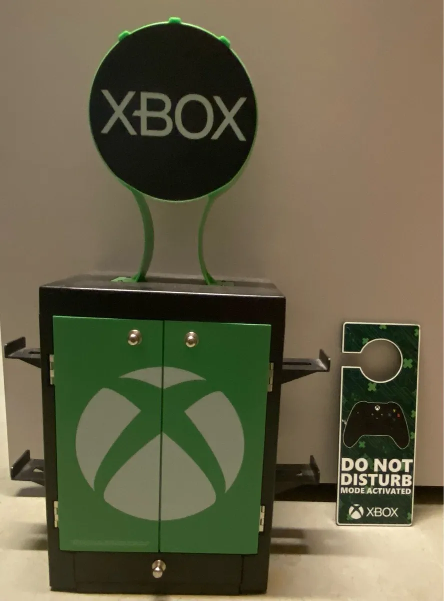 Xbox game storage tower and door sign