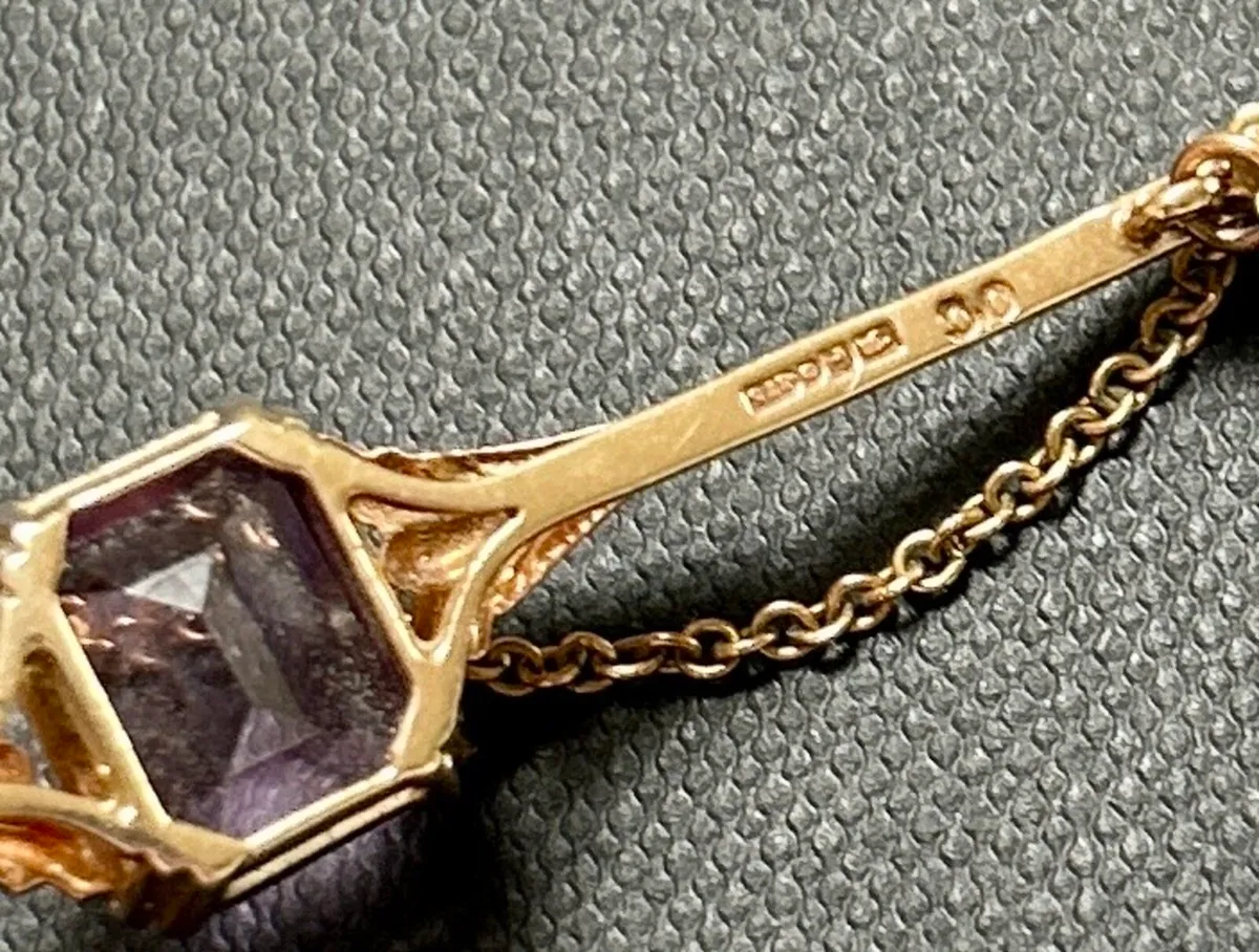 Vintage 9ct gold amethyst brooch - Image 4