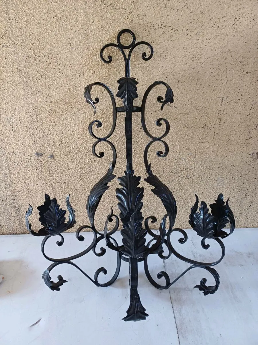 1970s Wrought Iron Candle Holder - Image 1