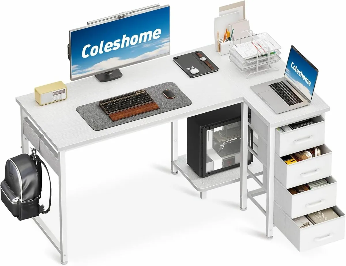Computer Desk Drawers 120x70cm Corner Desk Office - Image 1
