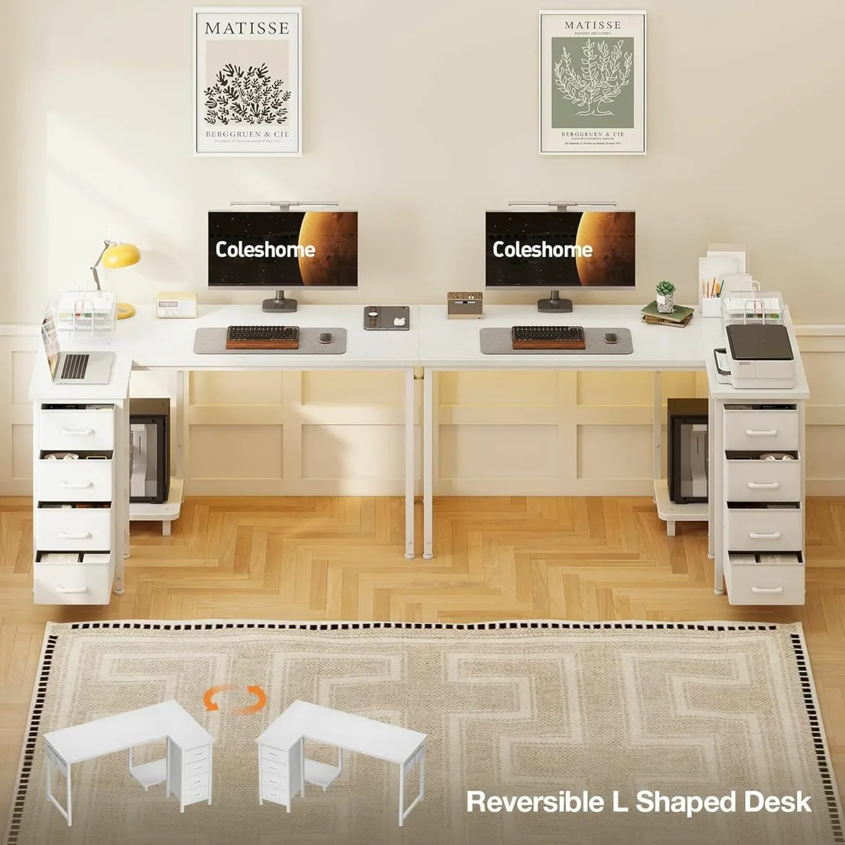 Computer Desk Drawers 120x70cm Corner Desk Office - Image 3