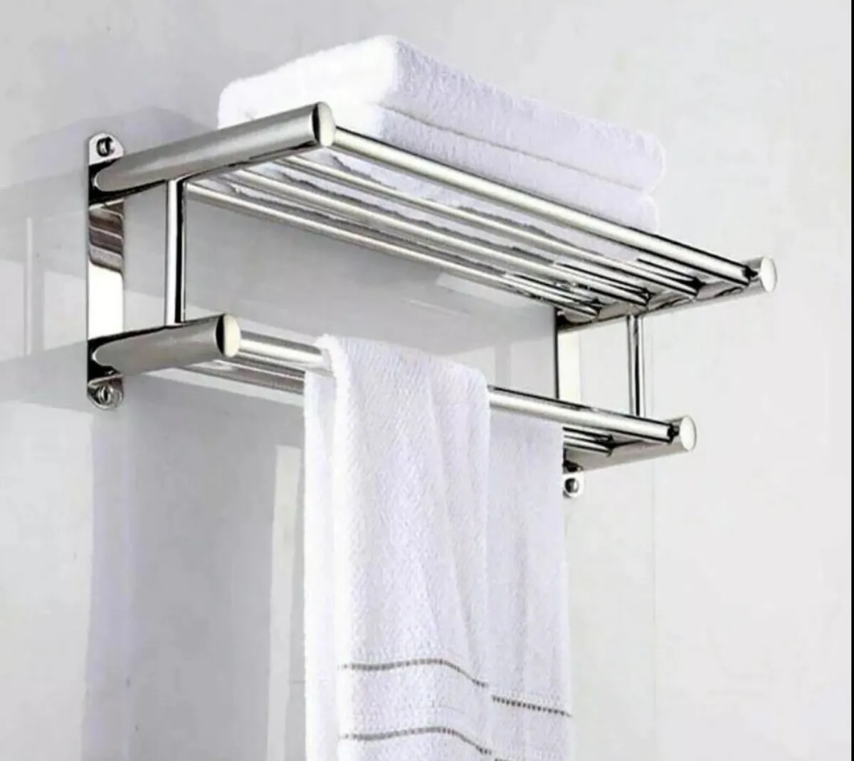 Double Towel Rail Holder Wall Mounted Rack NEW - Image 1