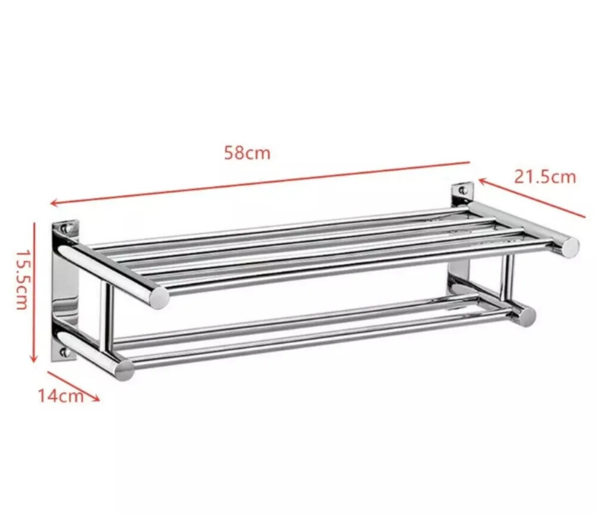 Double Towel Rail Holder Wall Mounted Rack NEW - Image 2