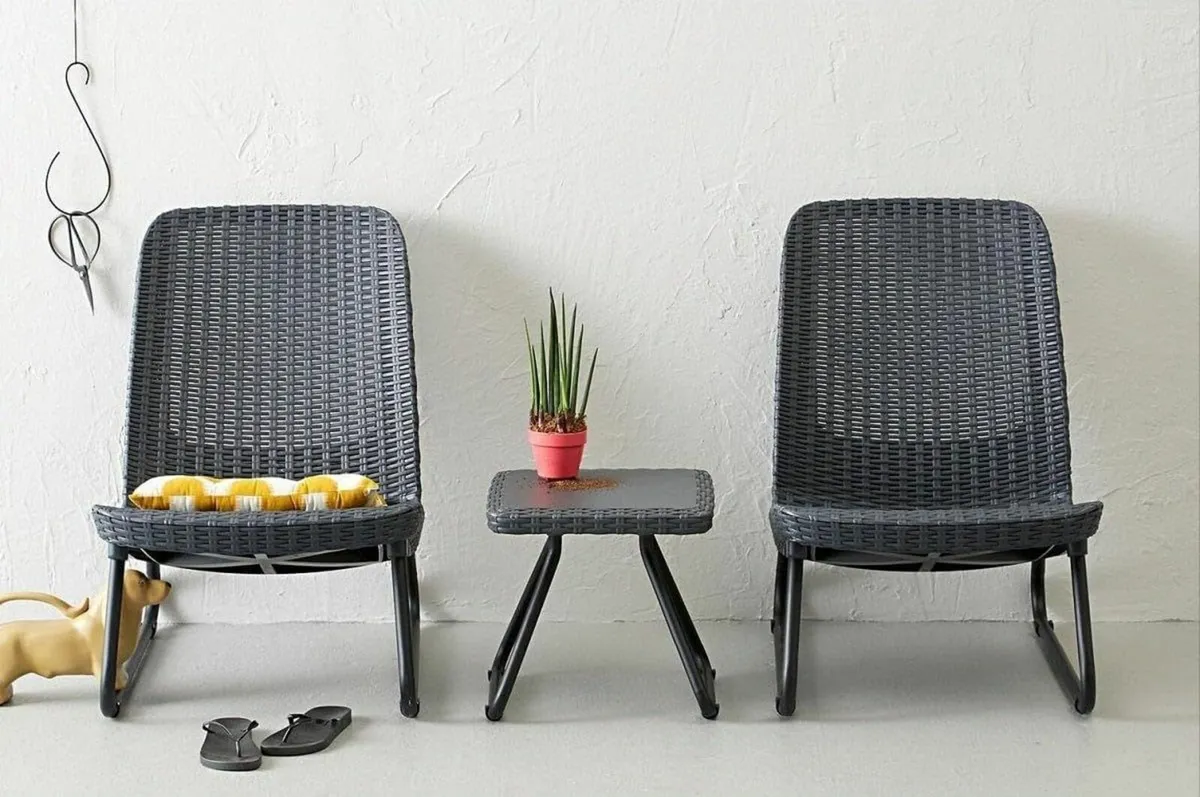 Patio Set Garden Table and Chairs - Graphite/Grey - Image 1