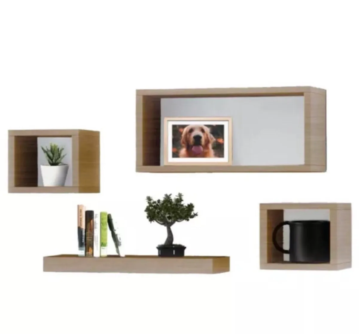 4 Floating Wall Cube Shelves NEW - Image 1