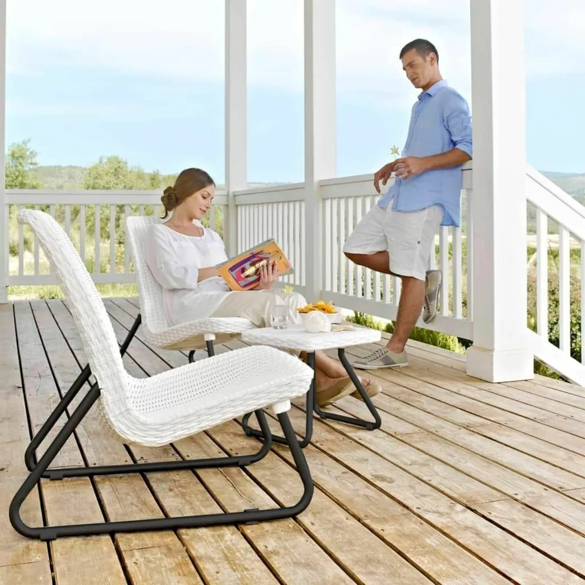 Lounge Set Rio, Garden chair sit White - Image 1