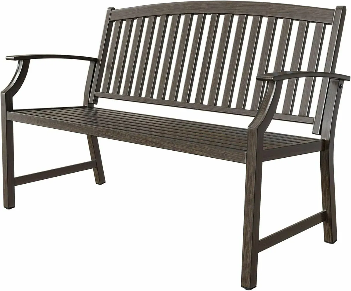 Grand patio Outdoor Bench Garden Park Brown - Image 1