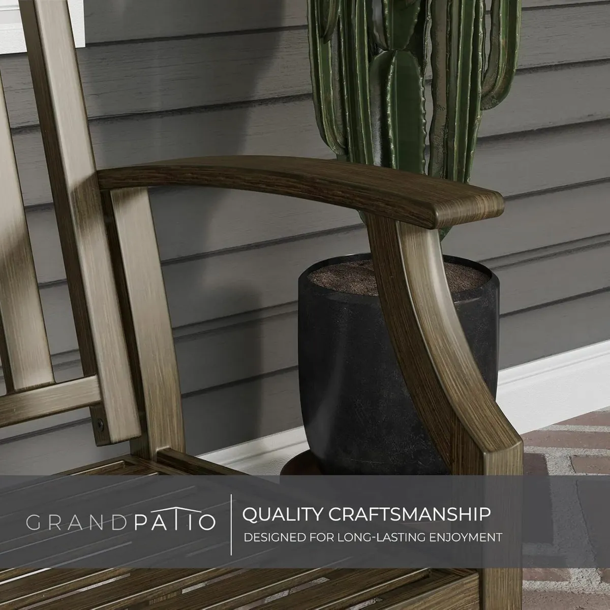 Grand patio Outdoor Bench Garden Park Brown - Image 4