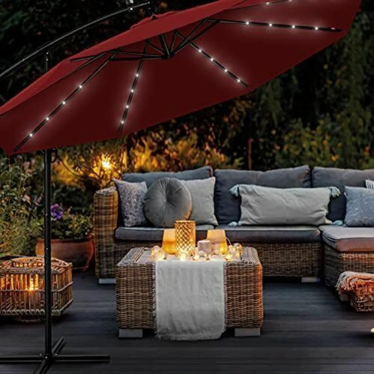 LED Solar Cantilever Parasol, Diameter 300 cm, Sun - Image 4