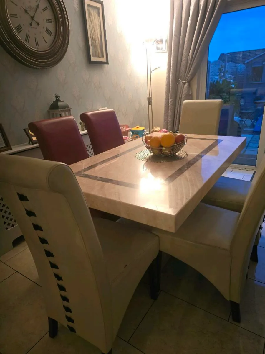 Marble dining Table  6 chairs - Image 1