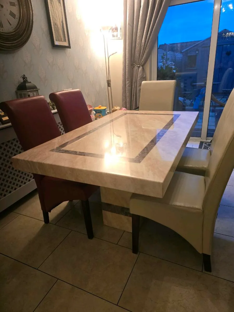 Marble dining Table  6 chairs - Image 2