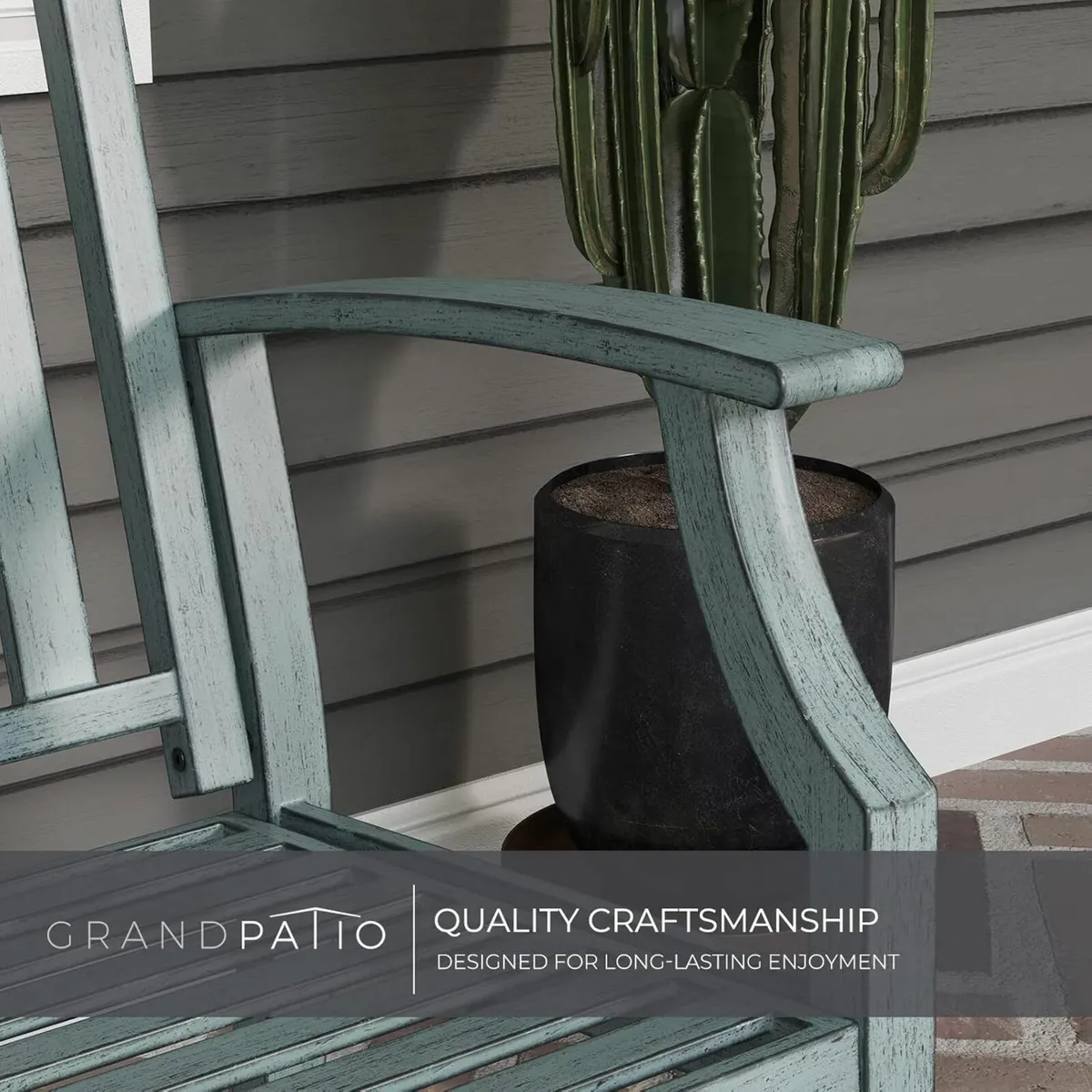 Grand patio Outdoor Bench Blue Garden Park hallway - Image 2