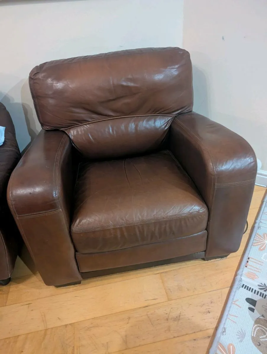 Brown leather arm chair - Image 2