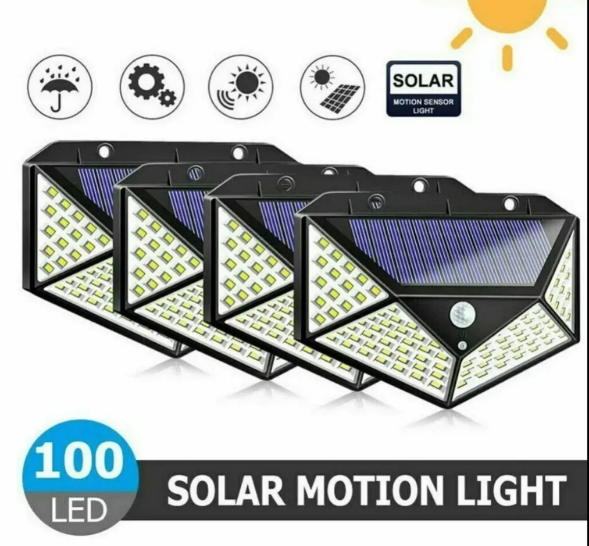 4 x Solar Powered Wall Lights LED PIR NEW - Image 1