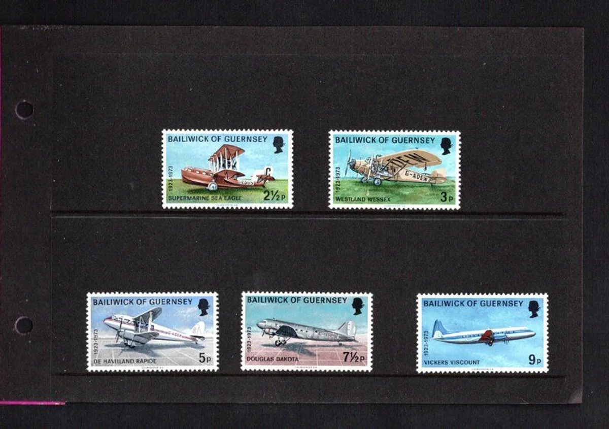 1973 Guernsey 50th Anniversary of First Regular Guernsey Air Services Commemorative Stamps Presentation Pack - Image 1