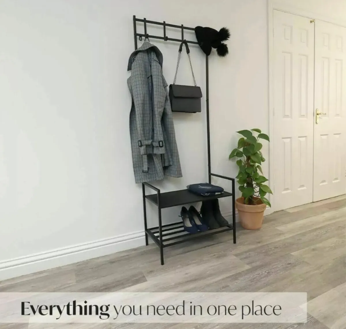Coat Clothes Rail with 2-Tier Shoe Rack NEW - Image 2